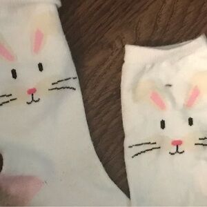 Well worn socks White Bunny Baby Sock with Pink Ears crew socks soft used socks